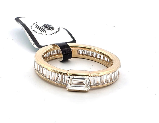 Bague 57 Bague veretta - Or jaune 18 kt et diamants baguette 58 Facettes 294/26 Q