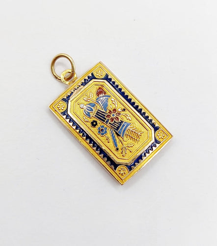 Collier Pendentif - Fermoir de collier antique en or 18 k et émail 58 Facettes A07203
