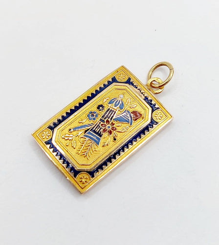 Collier Pendentif - Fermoir de collier antique en or 18 k et émail 58 Facettes A07203