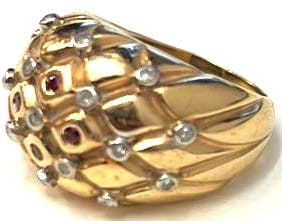 Bague 55 Bague boule en or jaune avec rubis et diamants 58 Facettes 269328