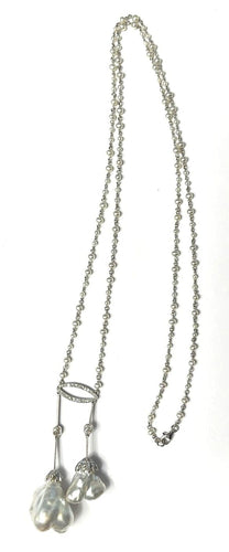 Collier Sautoir en négligé - Collier en platine, perles fines et diamants 58 Facettes 154574