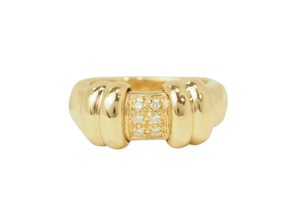 Bague 51 Bague vintage en or jaune 18 carats et diamants, dessus coulissant 58 Facettes 33757