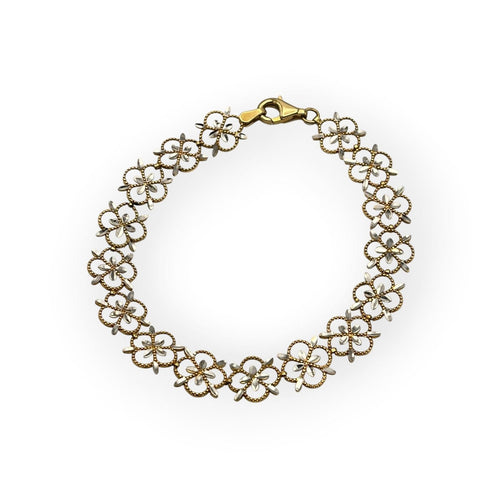 Bracelet Bracelet floral en or jaune et or blanc 750 58 Facettes 149067991