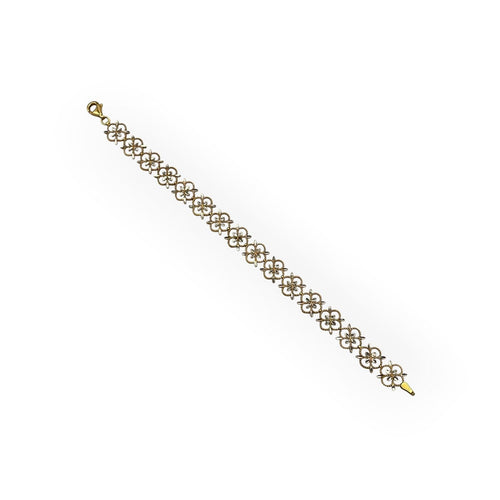 Bracelet Bracelet floral en or jaune et or blanc 750 58 Facettes 149067991