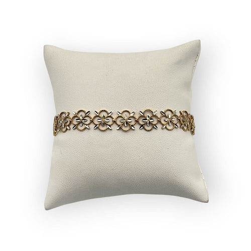 Bracelet Bracelet floral en or jaune et or blanc 750 58 Facettes 149067991