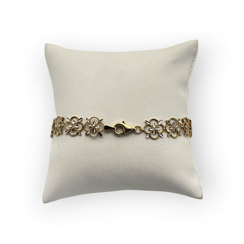 Bracelet Bracelet floral en or jaune et or blanc 750 58 Facettes 149067991