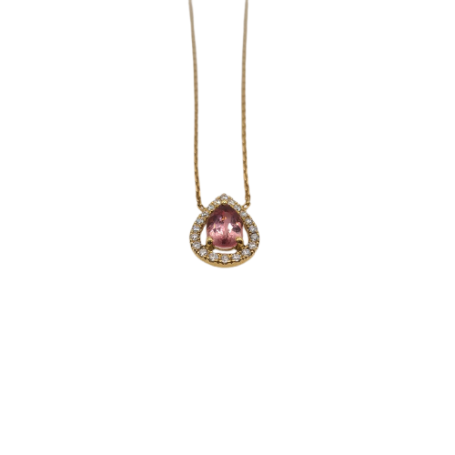 Collier Collier en or jaune 18k serti d’une tourmaline poire et diamants 58 Facettes #BT