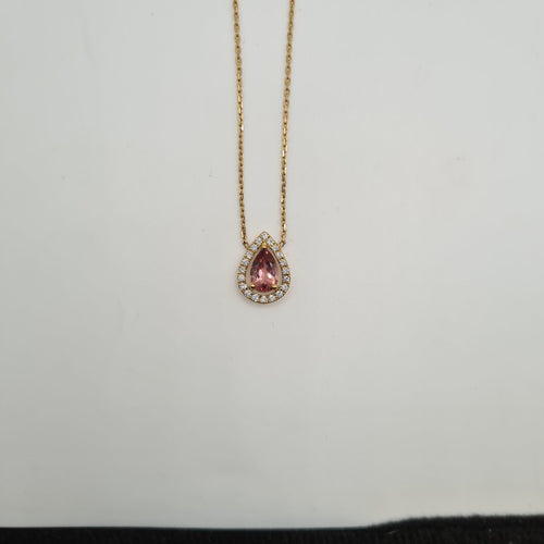 Collier Collier en or jaune 18k serti d’une tourmaline poire et diamants 58 Facettes #BT