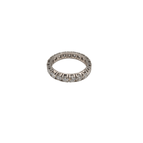 Bague 58 Alliance tour complet en or blanc et diamants 58 Facettes #BT