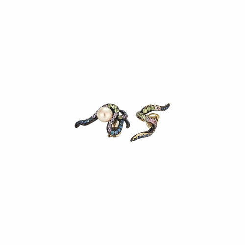 Boucles d'oreilles Boucles d'oreilles dépareillées en or blanc et pierres de couleurs 58 Facettes BO/230054