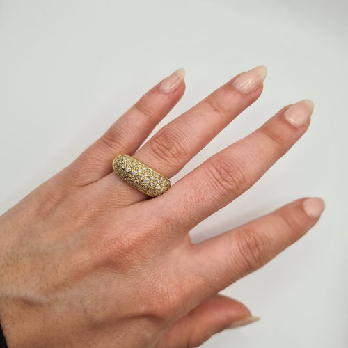 Bague 58 Bague en or jaune 18k pavée de diamants 58 Facettes #BT