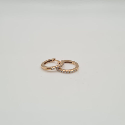 Boucles d'oreilles Créoles en or rose 18k et diamants 58 Facettes #BT