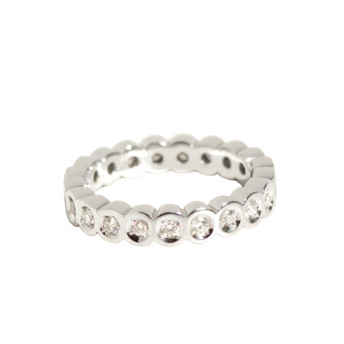 Bague 54 Bague Memory - Anneau complet en or blanc 585 avec 21 diamants 58 Facettes HJ250242