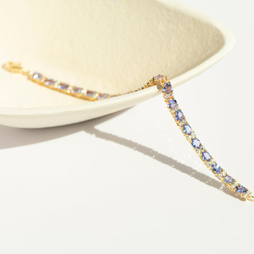 Bracelet Bracelet vintage - Tansanites et diamants en or jaune 750 58 Facettes
