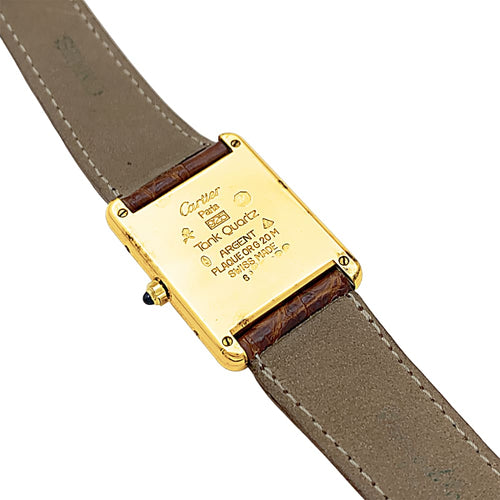 Montre Montre Cartier, "Tank Must", argent plaqué or, cuir. 58 Facettes 35603