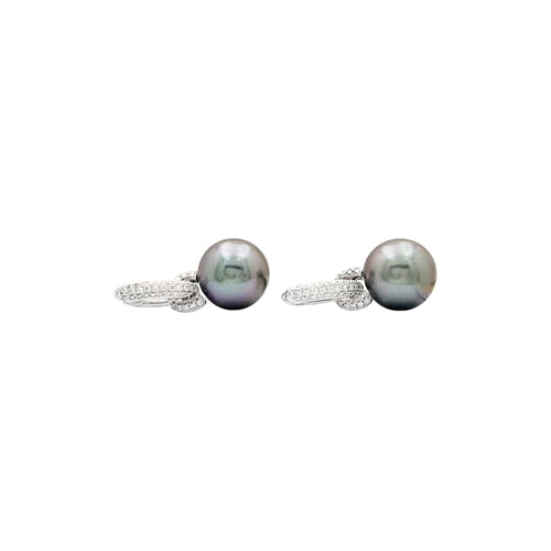 Boucles d'oreilles Boucles d'oreilles perles de Tahiti et diamants. 58 Facettes 35540