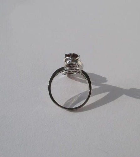 Bague 50 Bague Toi et Moi tourbillons XIXe en platine, grenats et diamants 58 Facettes Bague
