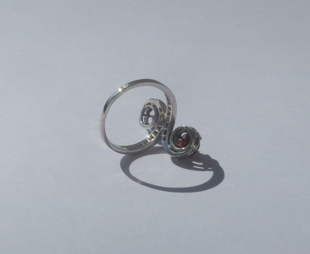 Bague 50 Bague Toi et Moi tourbillons XIXe en platine, grenats et diamants 58 Facettes Bague