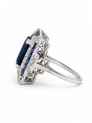 Bague 51 Bague Art déco en platine, diamants et saphirs 58 Facettes Cs