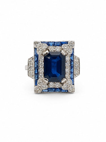 Bague 51 Bague Art déco en platine, diamants et saphirs 58 Facettes Cs