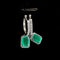 AITCHES - Boucles d'oreilles pendantes en or blanc 18K, émeraudes et diamants