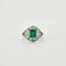 Art déco - Bague en platine, émeraude et diamants