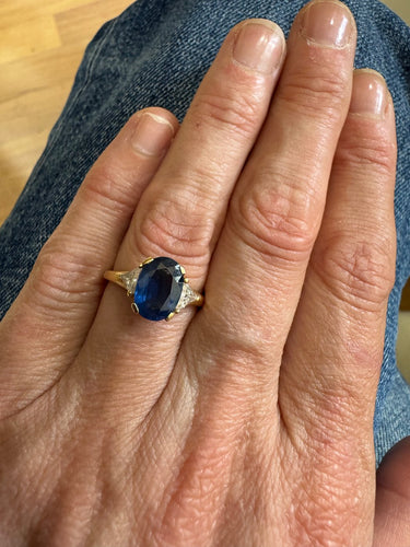 Bague - Saphir, diamant en or jaune