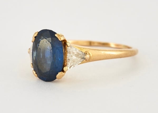 Bague - Saphir, diamant en or jaune