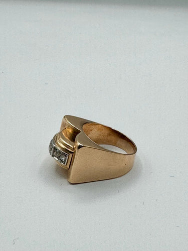 Bague tank en or jaune et diamants
