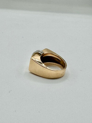 Bague tank en or jaune et diamants