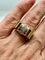Tank - Bague en or jaune, diamants et rubis