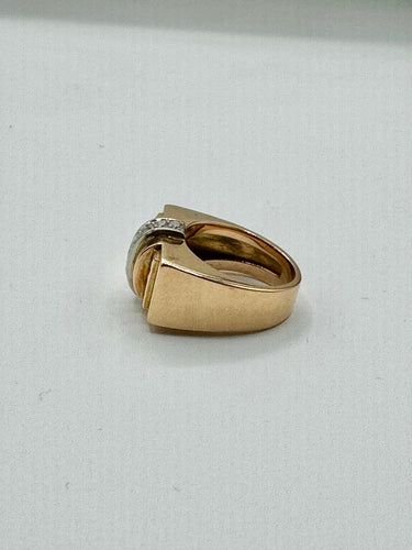 Tank - Bague en or jaune, diamants et rubis