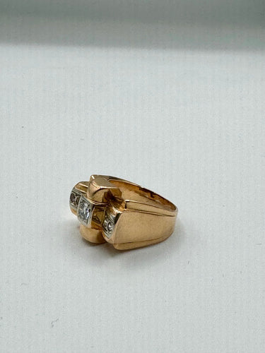 Bague tank - Diamants en or jaune