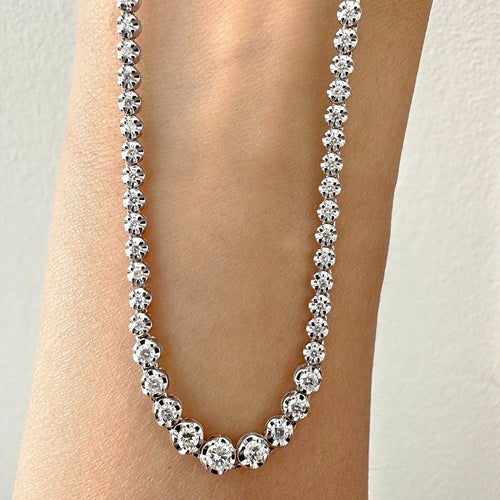 AITCHES - Collier tennis gradué en or blanc 18K et diamants