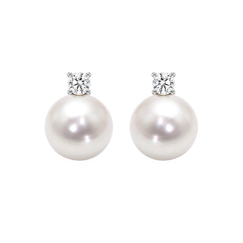 AITCHES - Boucles d'oreilles perles Akoya et diamants en or blanc 18K