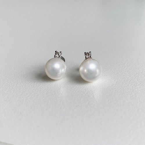 AITCHES - Boucles d'oreilles perles Akoya et diamants en or blanc 18K