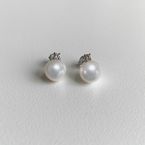 AITCHES - Boucles d'oreilles perles Akoya et diamants en or blanc 18K