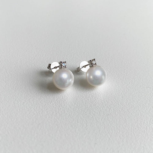 AITCHES - Boucles d'oreilles perles Akoya et diamants en or blanc 18K