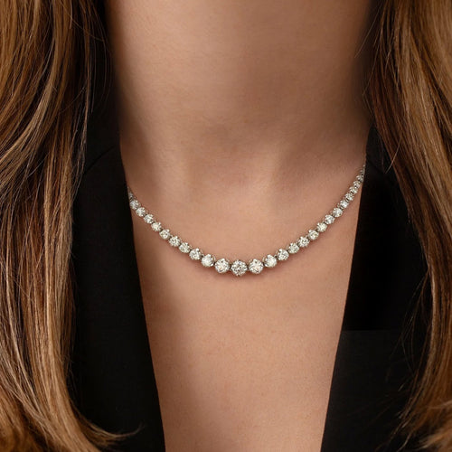 AITCHES - Collier tennis dégradé Disco en or blanc 18K diamants