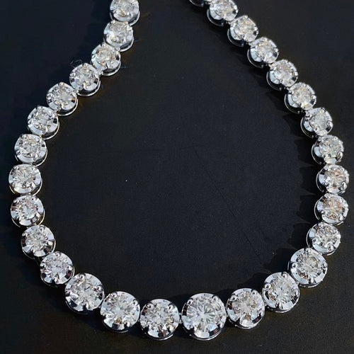 AITCHES - Collier tennis dégradé Disco en or blanc 18K diamants