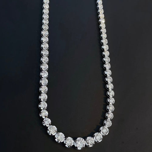 AITCHES - Collier tennis dégradé Disco en or blanc 18K diamants