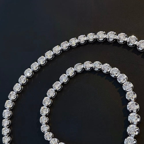 AITCHES - Collier tennis dégradé Disco en or blanc 18K diamants