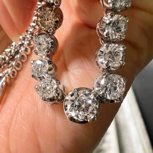 AITCHES - Collier tennis dégradé Disco en or blanc 18K diamants