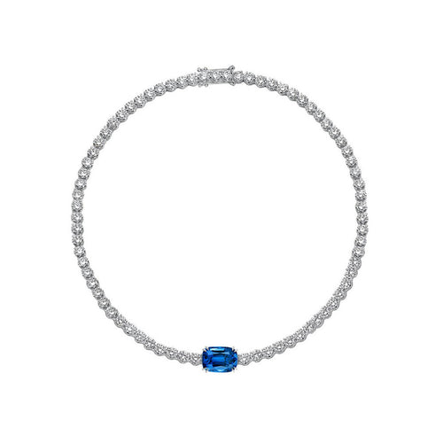 AITCHES - Bracelet tennis en or blanc 18K avec saphir et diamants