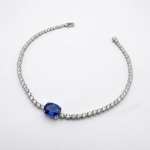 AITCHES - Bracelet tennis en or blanc 18K avec saphir et diamants