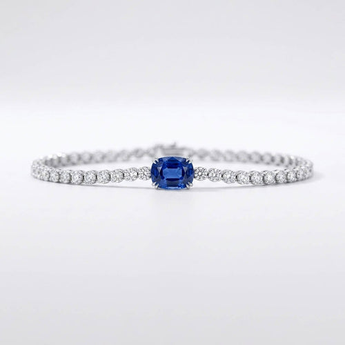 AITCHES - Bracelet tennis en or blanc 18K avec saphir et diamants