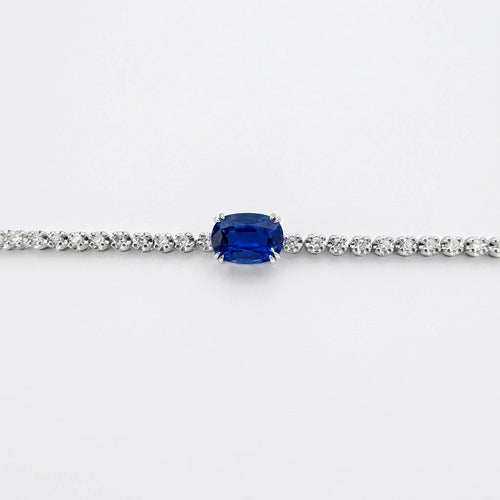 AITCHES - Bracelet tennis en or blanc 18K avec saphir et diamants