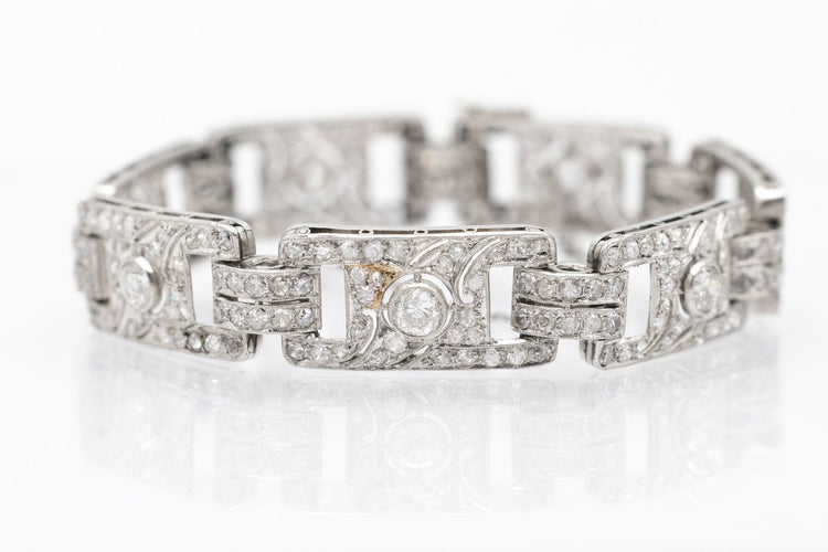 Art Déco - Bracelet en platine et diamants taille ancienne