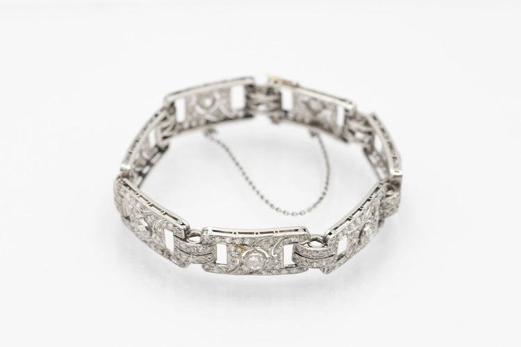 Art Déco - Bracelet en platine et diamants taille ancienne