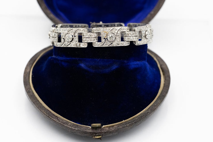 Art Déco - Bracelet en platine et diamants taille ancienne